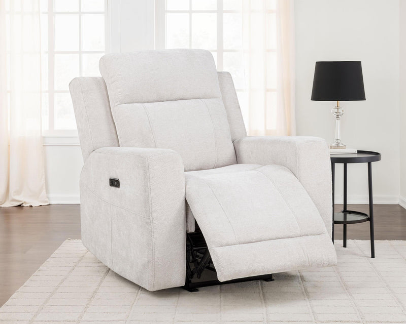 Kennett Chenille Upholstered Power Recliner Chair Ivory - 610153P