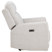 Kennett Chenille Upholstered Power Recliner Chair Ivory - 610153P