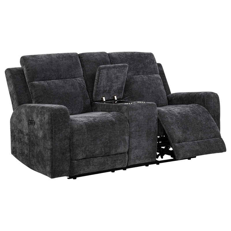 Kennett Chenille Upholstered Power Reclining Loveseat Grey - 610155P