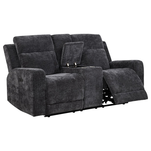 Kennett Chenille Upholstered Power Reclining Loveseat Grey - 610155P