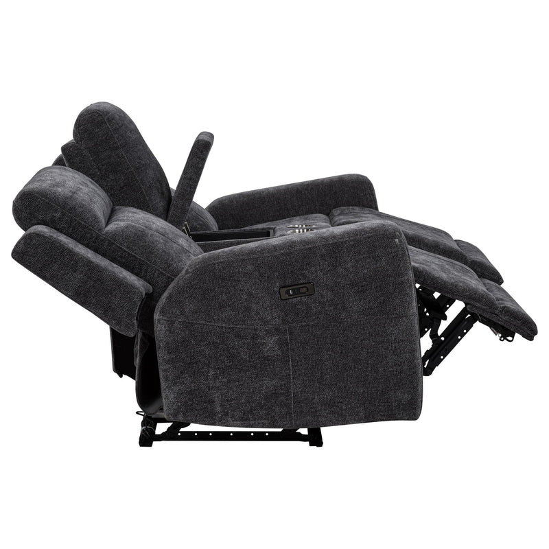 Kennett Chenille Upholstered Power Reclining Loveseat Grey - 610155P