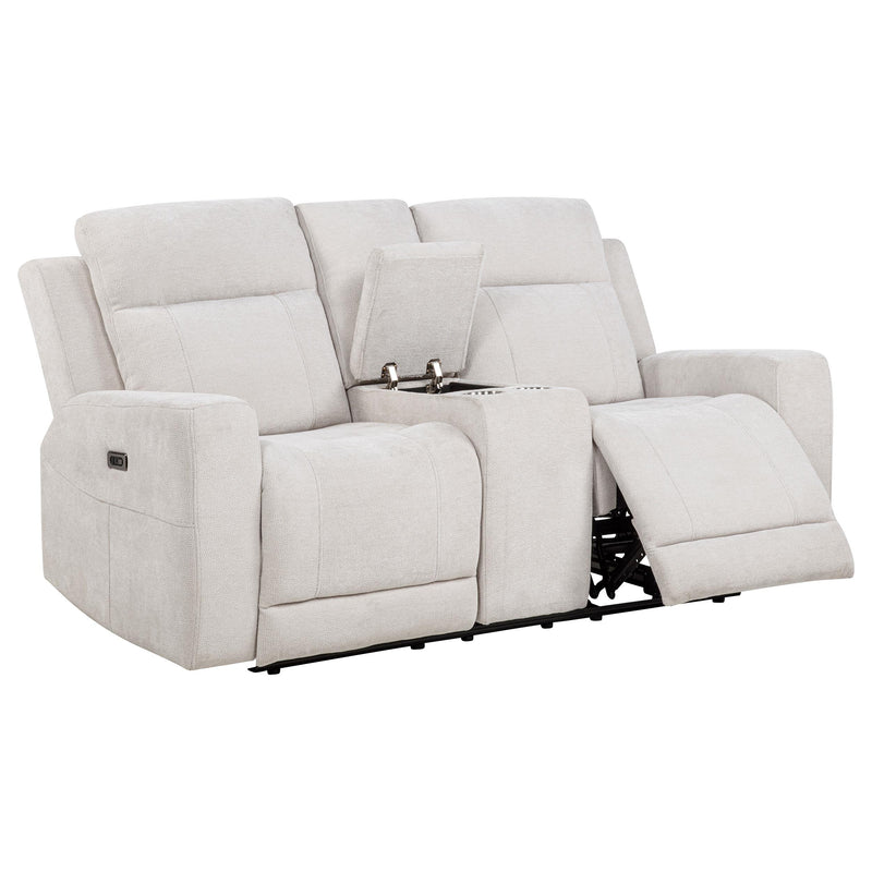 Kennett Chenille Upholstered Power Reclining Loveseat Ivory - 610152P