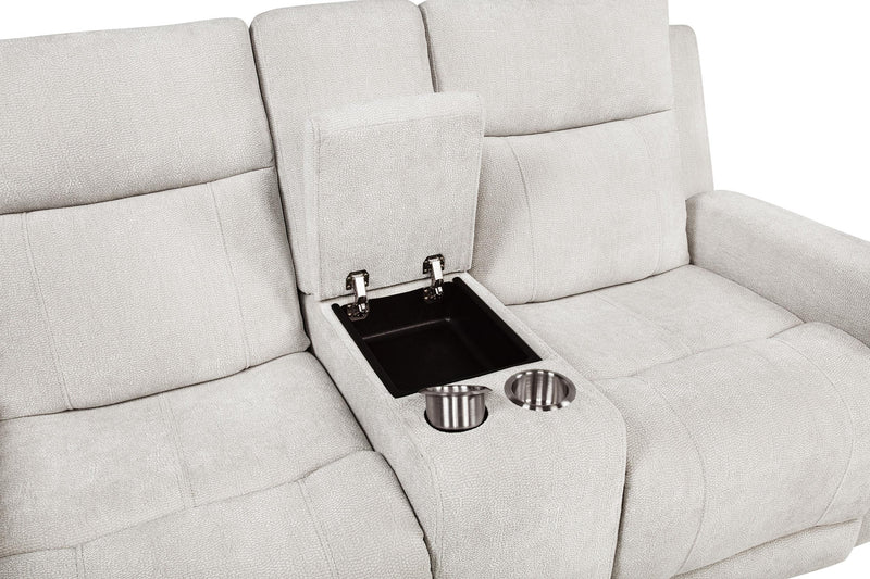 Kennett Chenille Upholstered Power Reclining Loveseat Ivory - 610152P