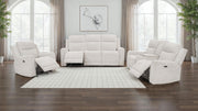 Kennett Chenille Upholstered Power Reclining Loveseat Ivory - 610152P