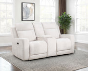 Kennett Chenille Upholstered Power Reclining Loveseat Ivory - 610152P