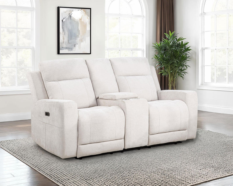 Kennett Chenille Upholstered Power Reclining Loveseat Ivory - 610152P