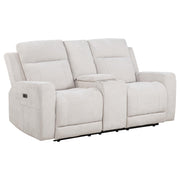 Kennett Chenille Upholstered Power Reclining Loveseat Ivory - 610152P