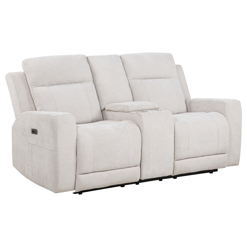 Kennett Chenille Upholstered Power Reclining Loveseat Ivory - 610152P