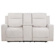 Kennett Chenille Upholstered Power Reclining Loveseat Ivory - 610152P