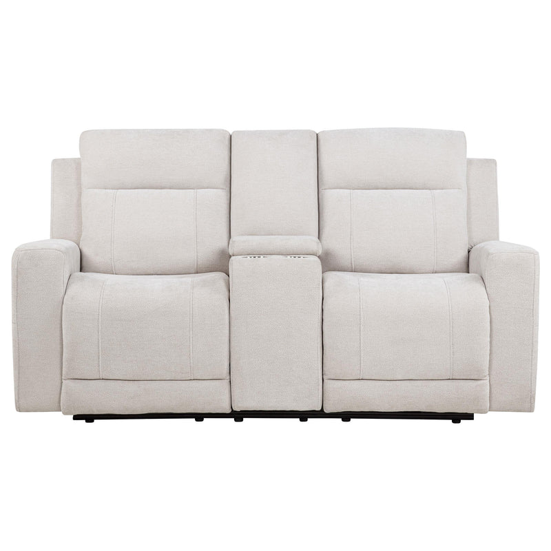 Kennett Chenille Upholstered Power Reclining Loveseat Ivory - 610152P