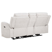 Kennett Chenille Upholstered Power Reclining Loveseat Ivory - 610152P