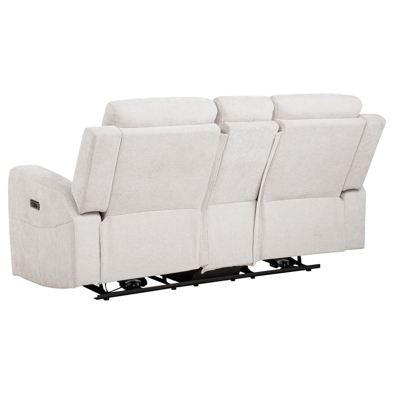 Kennett Chenille Upholstered Power Reclining Loveseat Ivory - 610152P