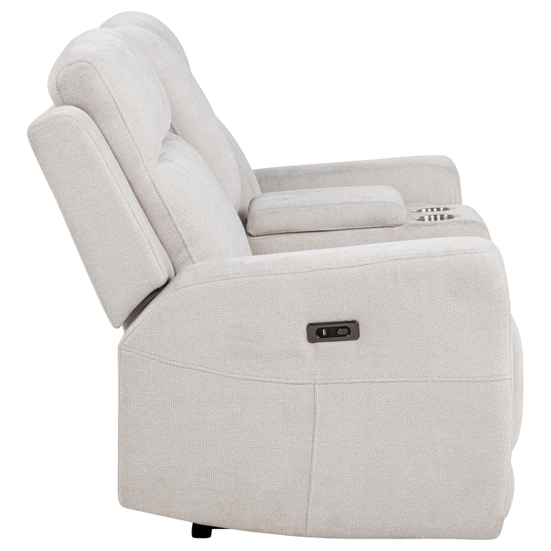 Kennett Chenille Upholstered Power Reclining Loveseat Ivory - 610152P