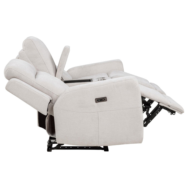 Kennett Chenille Upholstered Power Reclining Loveseat Ivory - 610152P