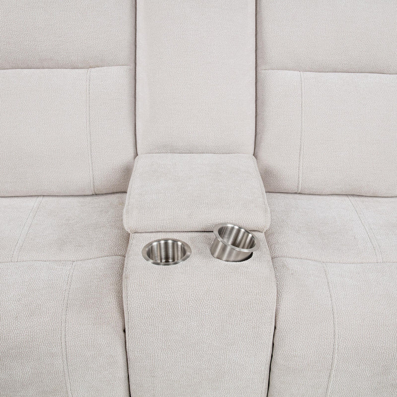 Kennett Chenille Upholstered Power Reclining Loveseat Ivory - 610152P