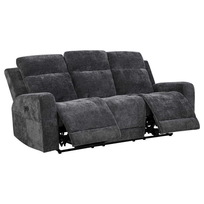 Kennett Chenille Upholstered Power Reclining Sofa Dark Grey - 610154P