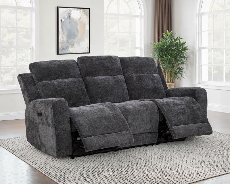 Kennett Chenille Upholstered Power Reclining Sofa Dark Grey - 610154P