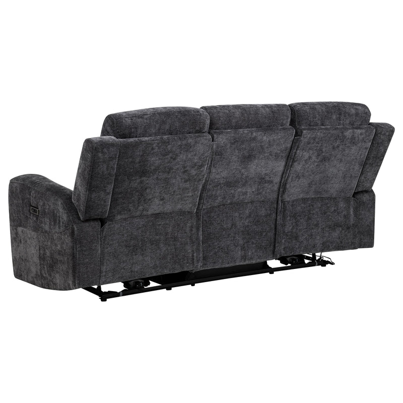Kennett Chenille Upholstered Power Reclining Sofa Dark Grey - 610154P