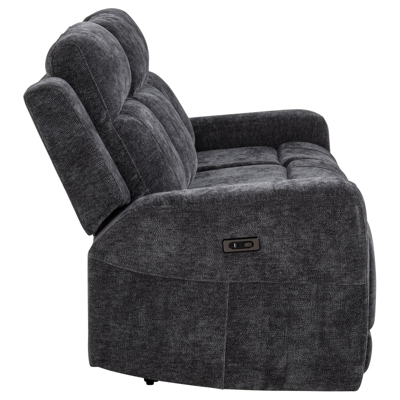 Kennett Chenille Upholstered Power Reclining Sofa Dark Grey - 610154P