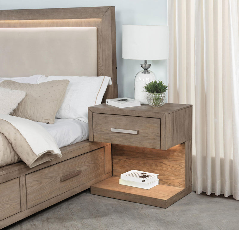 Kenora 1-drawer Nightstand Bedside Table Barley Brown - 224852