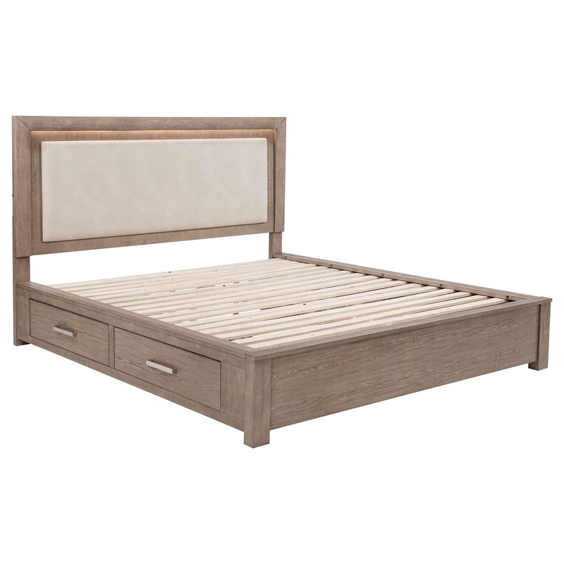 Kenora 56-inch California King LED Storage Bed Barley Brown - 224850KW