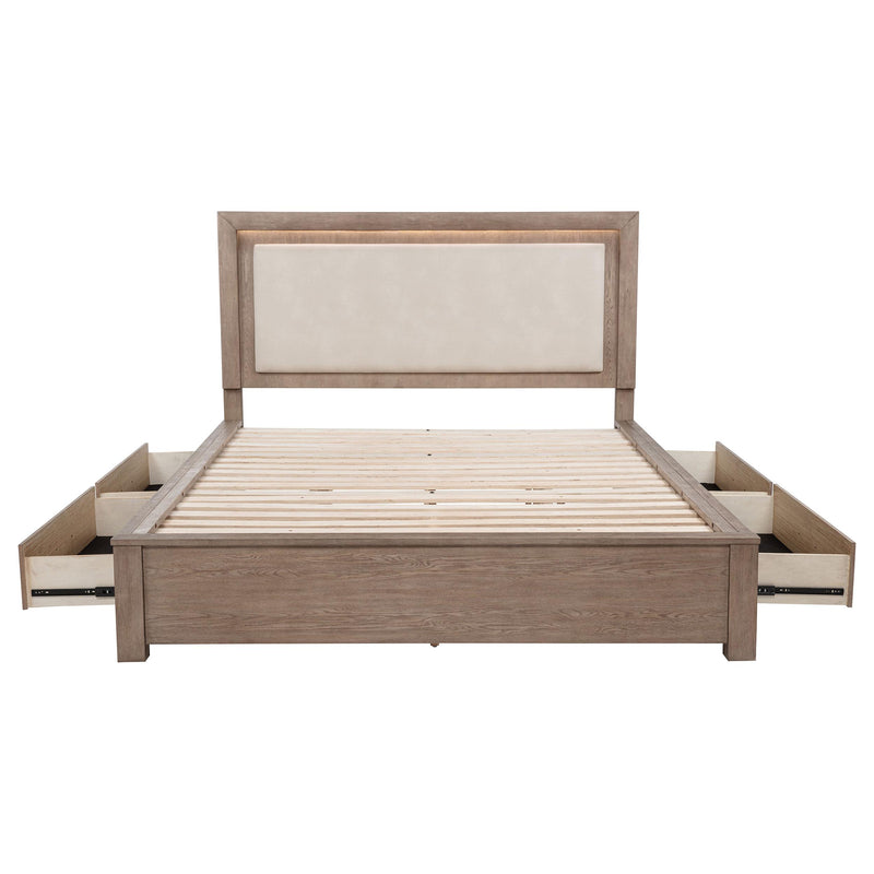 Kenora 56-inch California King LED Storage Bed Barley Brown - 224850KW