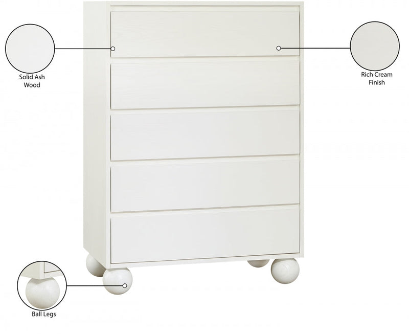 Kent Ash Wood Chest in Cream - KentCream-CH