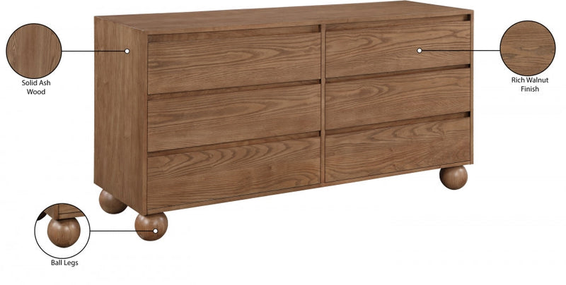 Kent Ash Wood Dresser in Brown - KentWalnut-D
