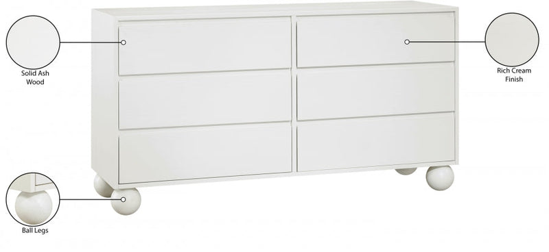 Kent Ash Wood Dresser in Cream - KentCream-D