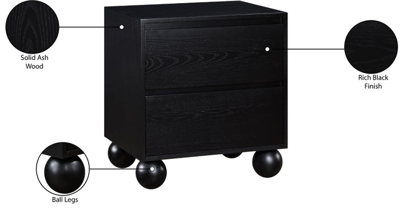 Kent Ash Wood Nightstand in Black - KentBlack-NS