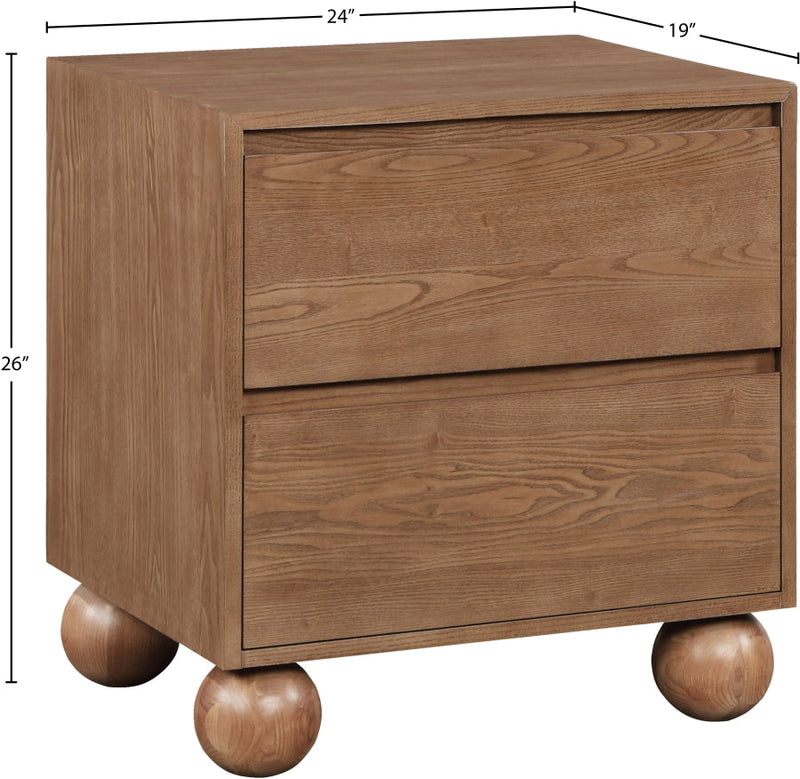 Kent Ash Wood Nightstand in Brown - KentWalnut-NS