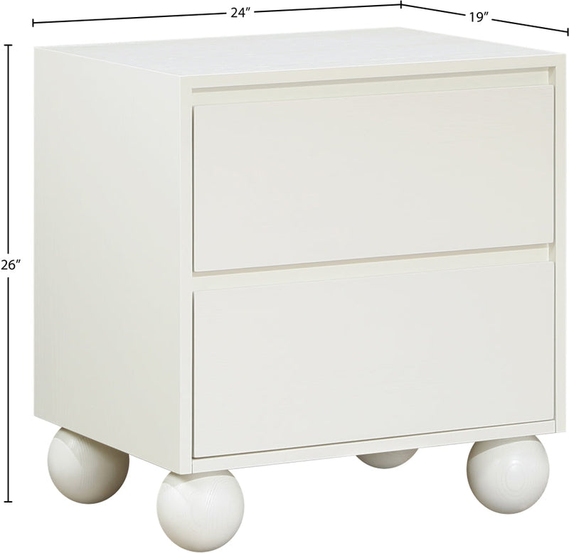 Kent Ash Wood Nightstand in Cream - KentCream-NS
