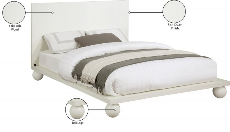 Kent Queen Bed (3 Boxes) Cream - Gate FurnitureQueen Bed