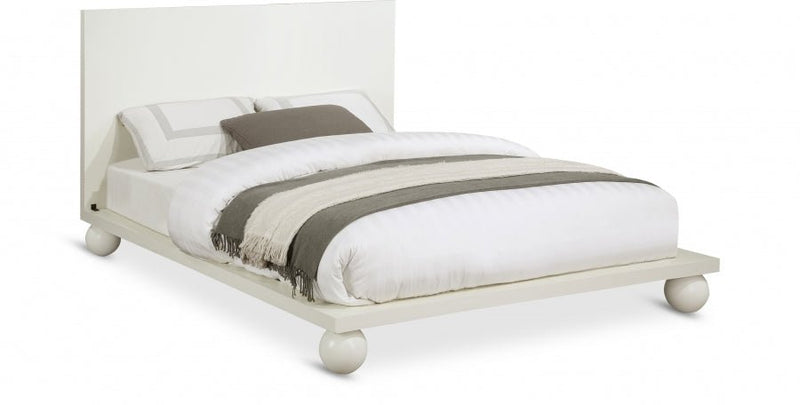 Kent Queen Bed (3 Boxes) Cream - Gate FurnitureQueen Bed
