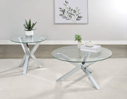 Kenzie 2-piece Round Coffee and End Table Set Chrome - 708128-S2