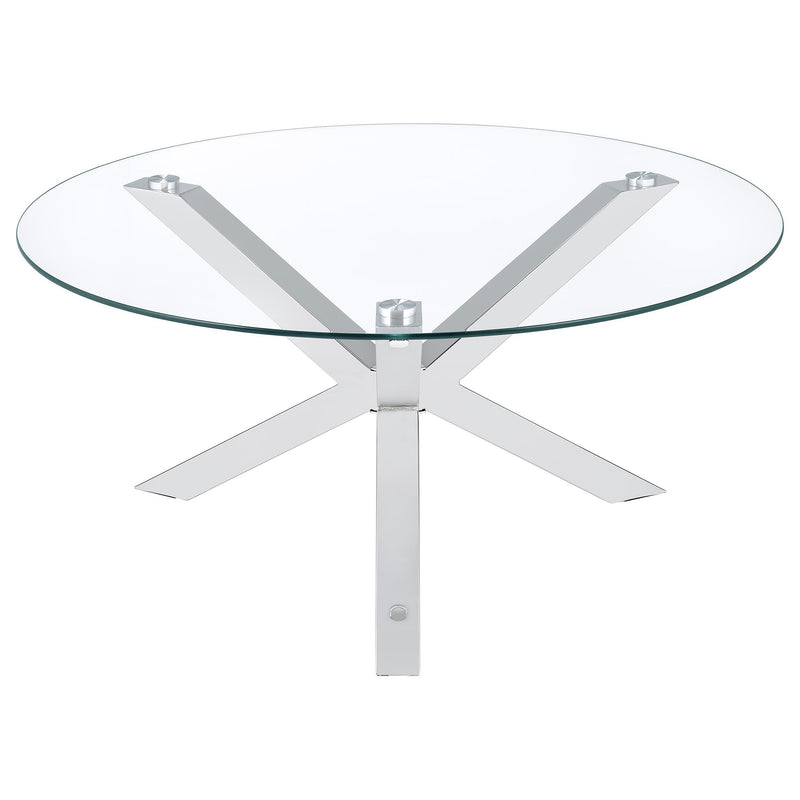 Kenzie 2-piece Round Coffee and End Table Set Chrome - 708128-S2