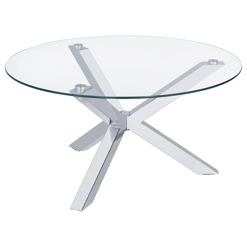 Kenzie Round Tempered Glass Top Cocktail Coffee Table Chrome - 708128
