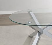 Kenzie Round Tempered Glass Top Cocktail Coffee Table Chrome - 708128