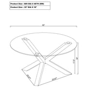 Kenzie Round Tempered Glass Top Cocktail Coffee Table Chrome - 708128