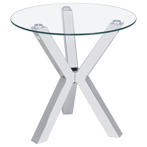 Kenzie Round Tempered Glass Top End Side Table Chrome - 708127