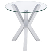 Kenzie Round Tempered Glass Top End Side Table Chrome - 708127