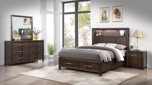 Kenzo Full 4 Pc Bedroom Set in Walnut - Kenzo Full 4 Pc Bedroom Set in Walnut