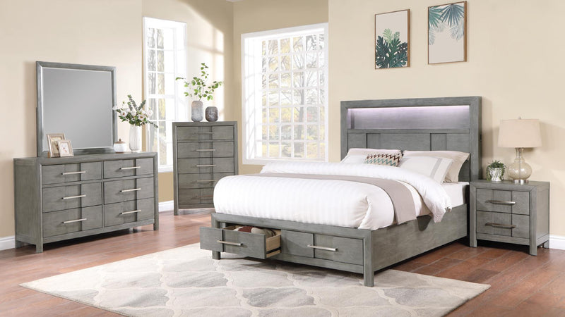 Kenzo Queen 5 Pc Bedroom Set in Gray - Kenzo Queen 5 Pc Bedroom Set in Gray