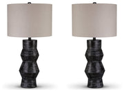 Kerbert 2-Piece Table Lamp Set in Distressed Black - PKG019345
