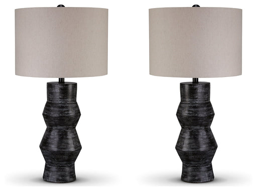 Kerbert 2-Piece Table Lamp Set in Distressed Black - PKG019345