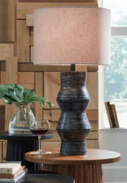 Kerbert 2-Piece Table Lamp Set in Distressed Black - PKG019345