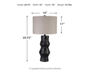 Kerbert 2-Piece Table Lamp Set in Distressed Black - PKG019345