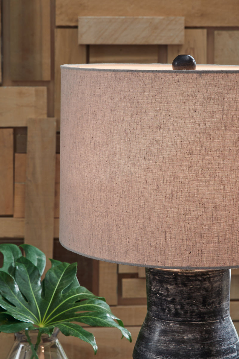 Kerbert 2-Piece Table Lamp Set in Distressed Black - PKG019345