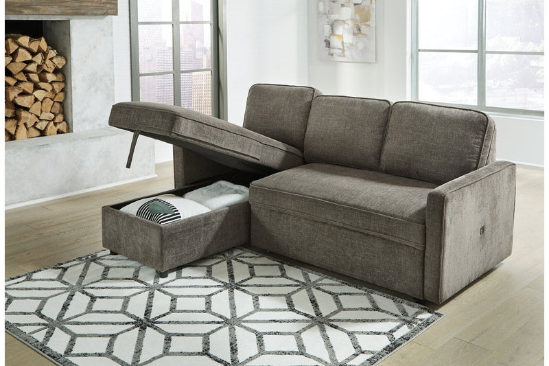 Kerle Charcoal LAF Sleeper Sofa Chaise - Gate FurnitureSleeper Sectional