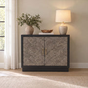 Kerrick 2-door Bone Inlay Accent Cabinet Beige and Black - 950451